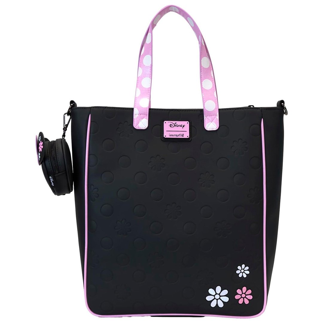 Loungefly Disney Minnie Mouse Floral Rock the Dots Tote Bag with Coin Bag