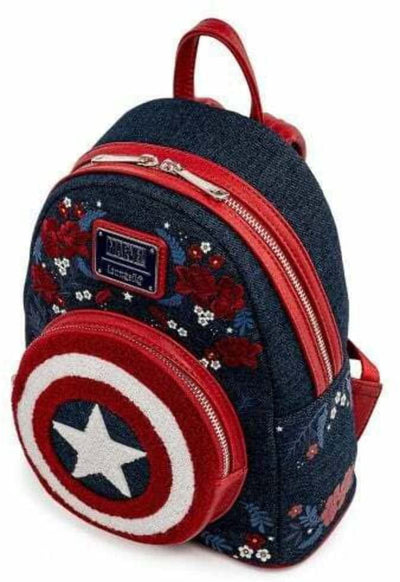 Loungefly Marvel Captain America 80th Anniversary Floral Shield Mini Backpack