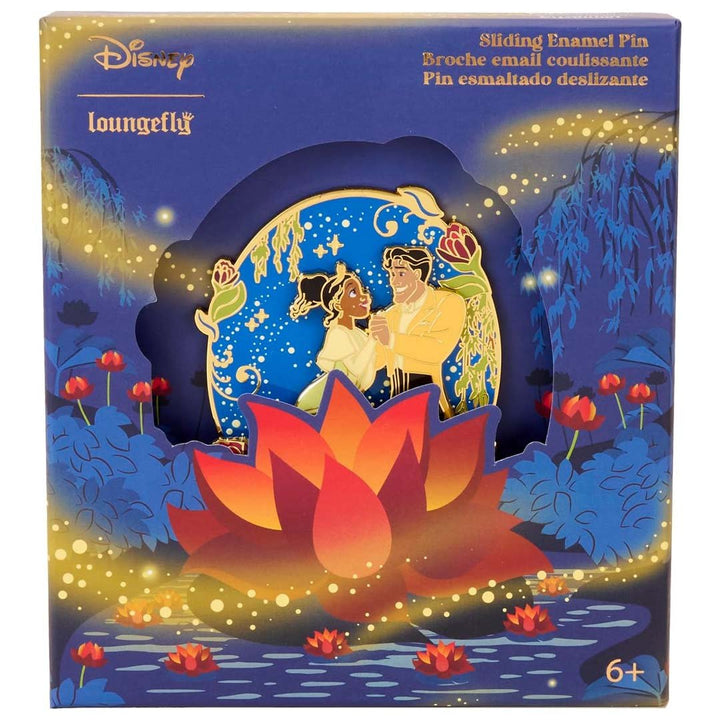 Loungefly Disney The Princess And The Frog 15th Anniversary Tiana &amp; Naveen Glow 3" Collector Box Sliding Pin