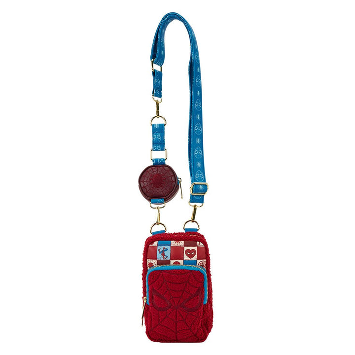 Loungefly Marvel Spider-Man Sherpa Cell Phone Crossbody Bag with Coin Bag