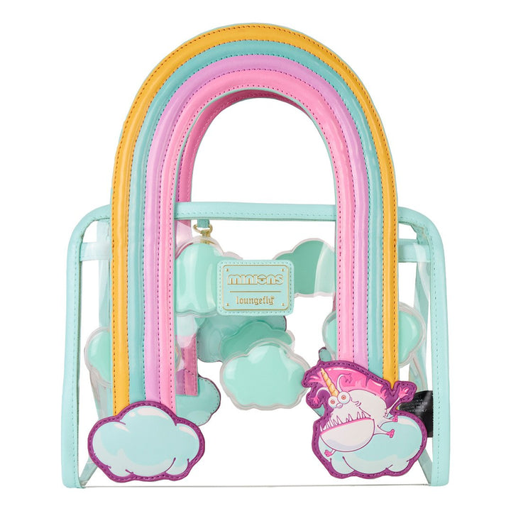 Loungefly Universal Minions Fluffy Unicorn Rainbow Clear Mini Tote Crossbody Bag