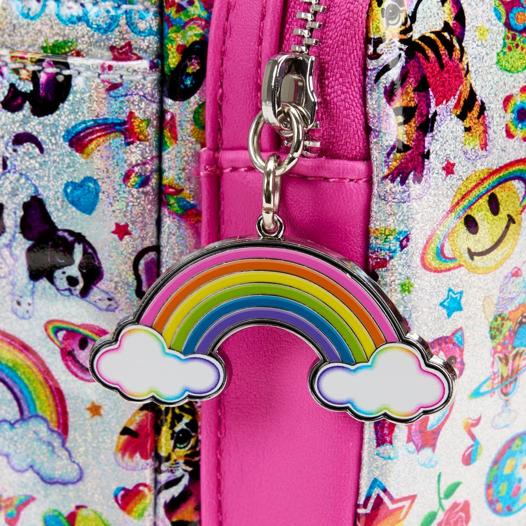 Loungefly Lisa Frank Iridescent Allover Print Mini Backpack  display picture 3