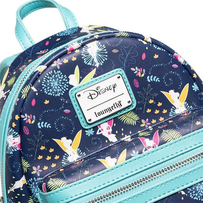 Loungefly Disney Tinkerbell Glow in the Dark Allover Print Mini Backpack w/ Teal Straps - 707 Street Exclusive