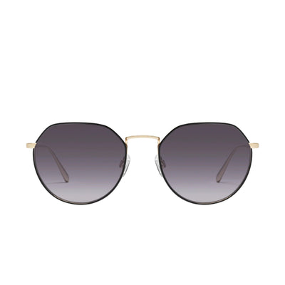 Quay Women's Rooftop Round Sunglasses (Black Gold Frame/Smoke Lens) - front
