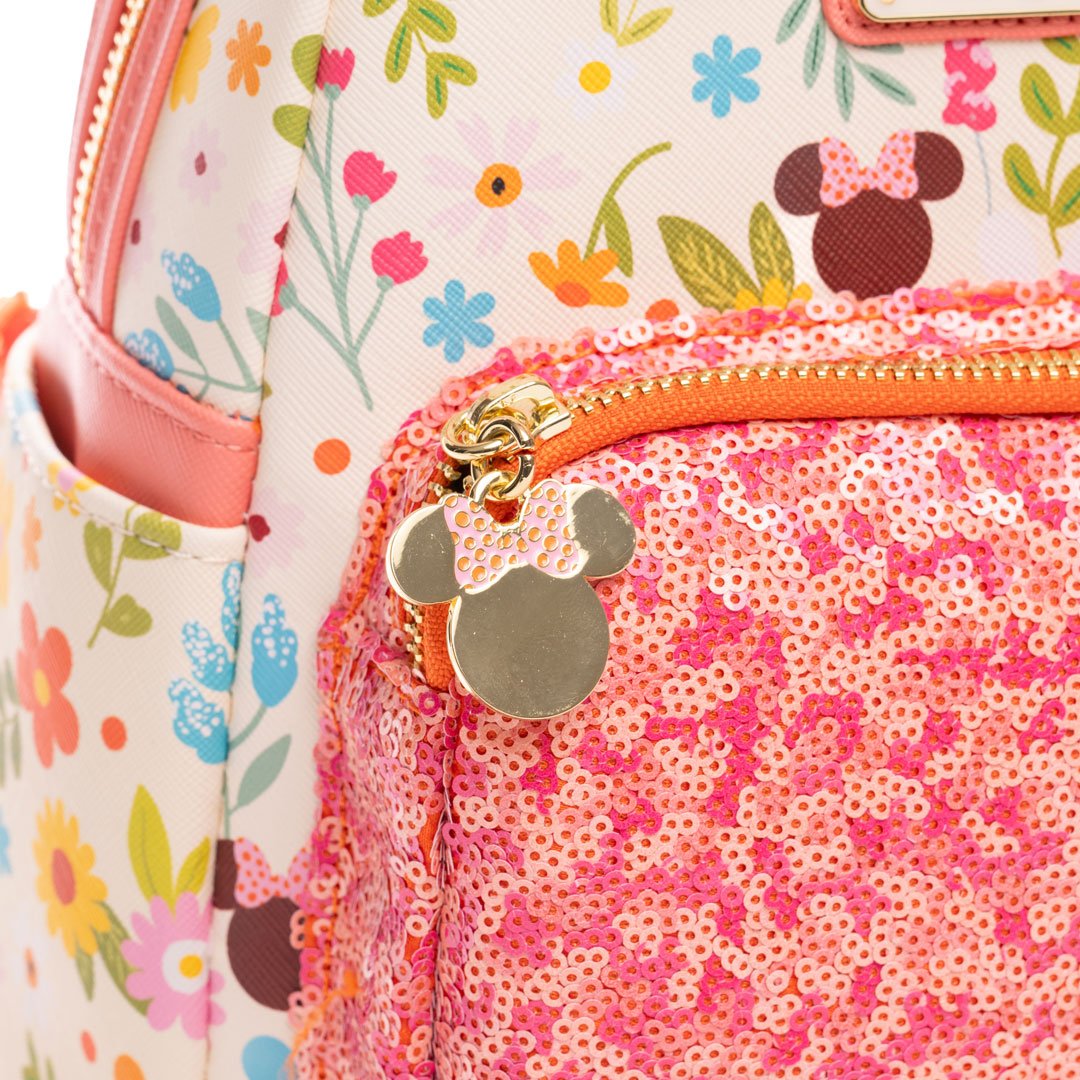 disney minnie mouse silver and pink sequin mini backpack Loungefly! Leather: Disney Minnie Mouse All-over-print Mini Backpack