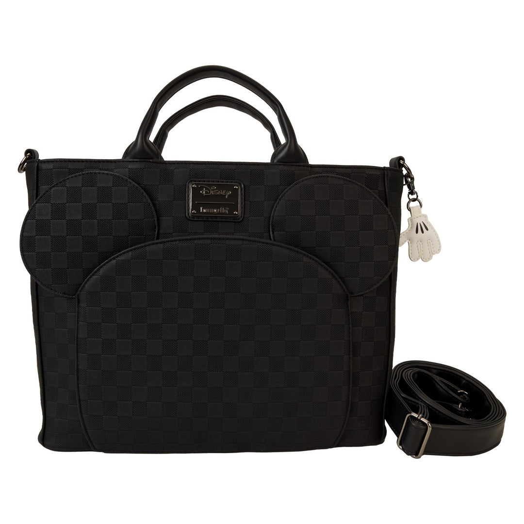 671803532441 - Loungefly Disney Mickey Mouse Checkered Texture Convertible Backpack &amp; Tote Bag - front  