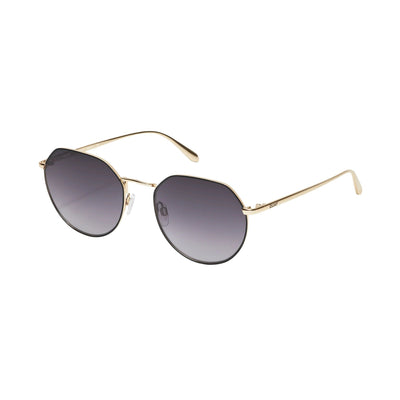 Quay Women's Rooftop Round Sunglasses (Black Gold Frame/Smoke Lens) - 3/4 left angle
