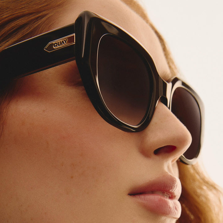 Quay - Womens Sunglasses, Square Lenses with UV Protection (Busy Busy, Black)