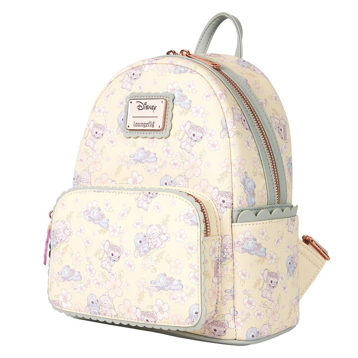 Loungefly Disney Stitch &amp; Angel Cherry Blossom All-Over Print Mini Backpack