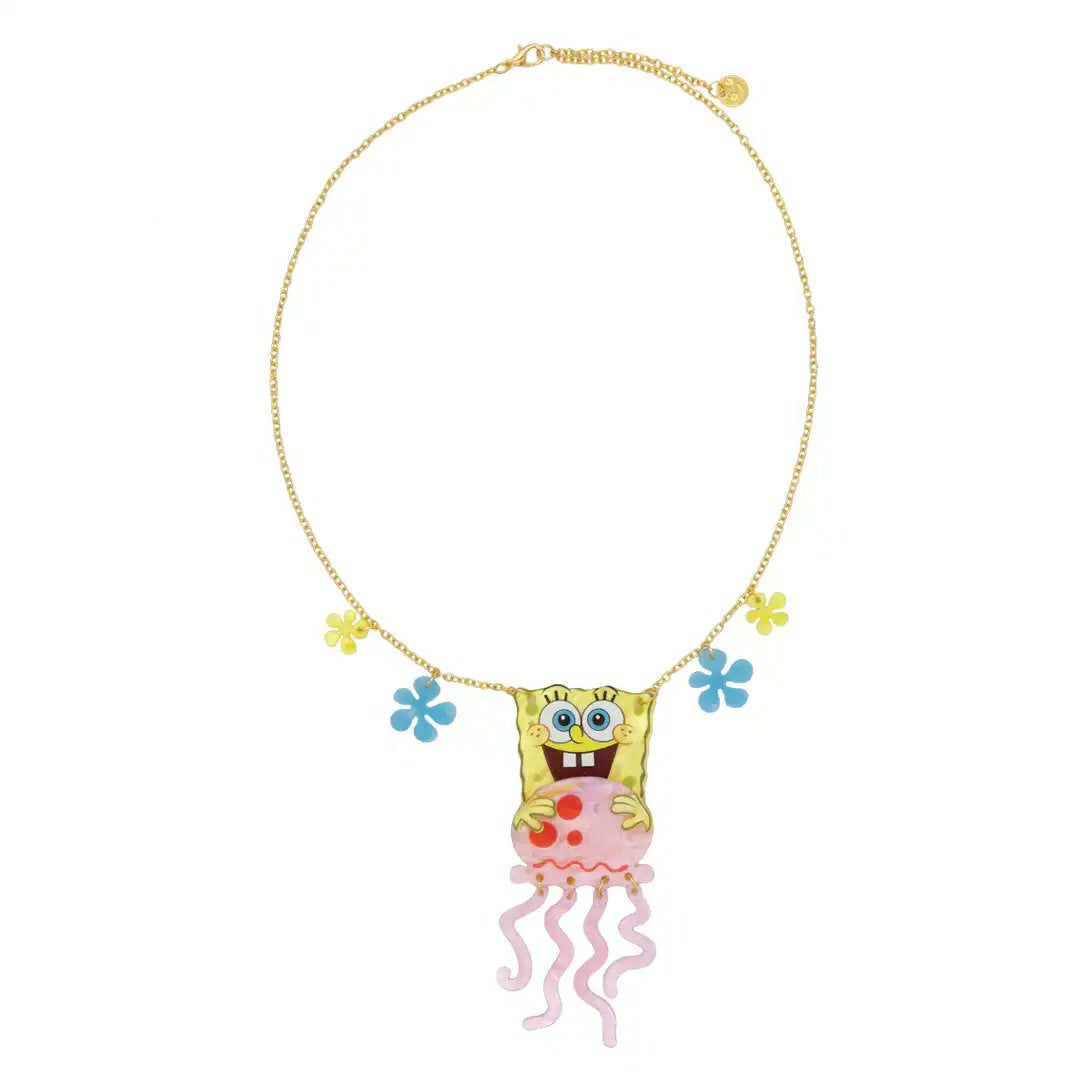 Whatever Makes You Happy Care Bears Flower Belly Badges Acrylic Charm Necklace