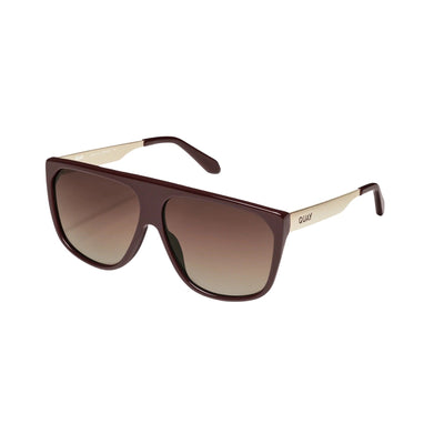 Quay Women's No Curfew Oversized Shield Sunglasses (Espresso Frame/Brown Lens) - 3/4 left angle
