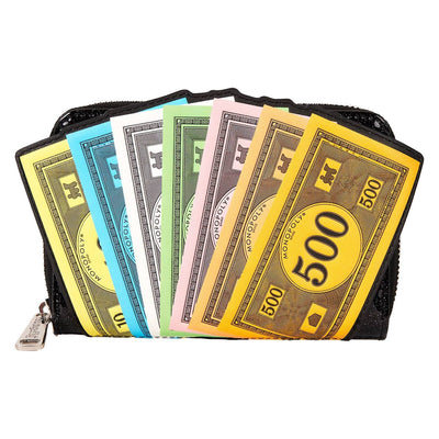 Loungefly Hasbro Monopoly 90th Anniversary Money Glitter Zip Around Wallet