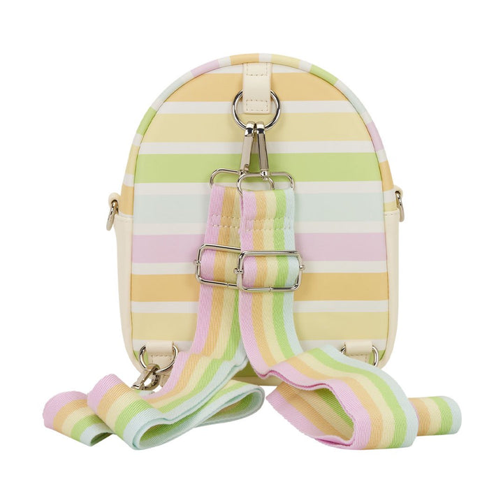 Loungefly Disney Mickey &amp; Friends Rainbow Stripes Convertible Mini Backpack &amp; Crossbody Bag