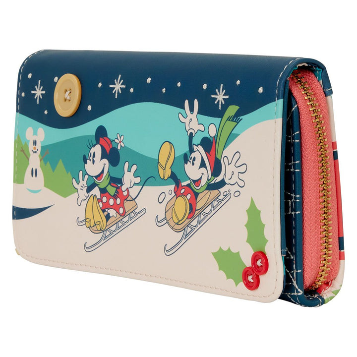 Loungefly Disney Mickey &amp; Minnie Holiday Wristlet Wallet