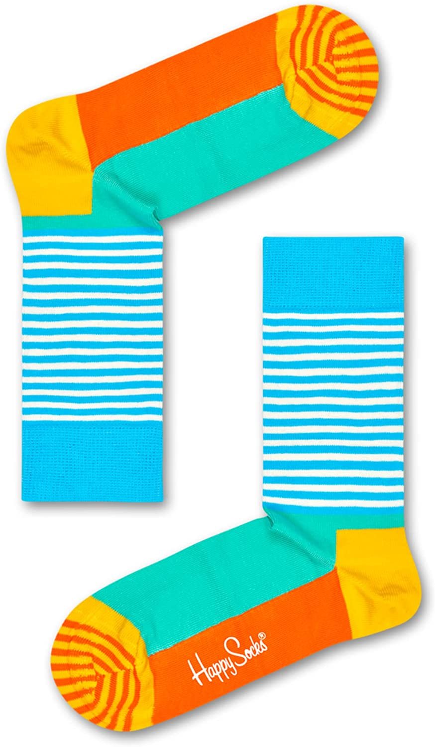 Happy Socks 4-Pack Amazon Stripe Gift Set, colorful and fun, Socks for Men and Women, Yellow-Navy-Blue-Orange-White-Green