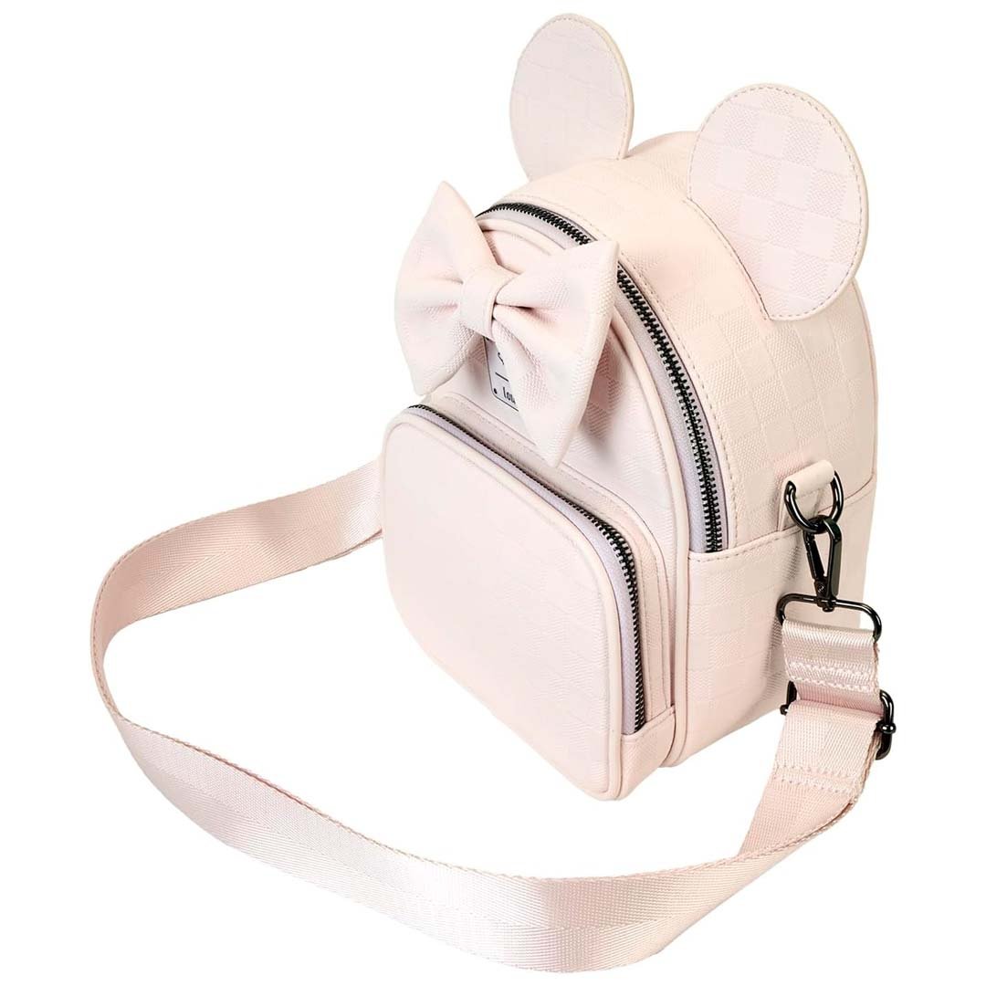 Loungefly Disney Minnie Mouse Checkered Texture Convertible Mini Backpack &amp; Crossbody Bag