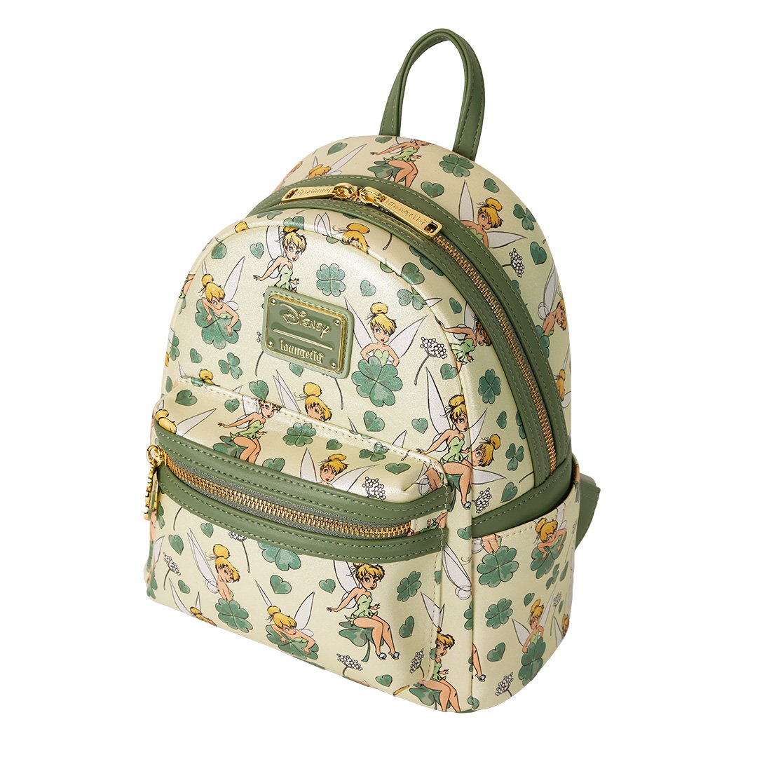 Loungefly Disney Peter Pan Tinker Bell Clover All-Over Print Mini Backpack