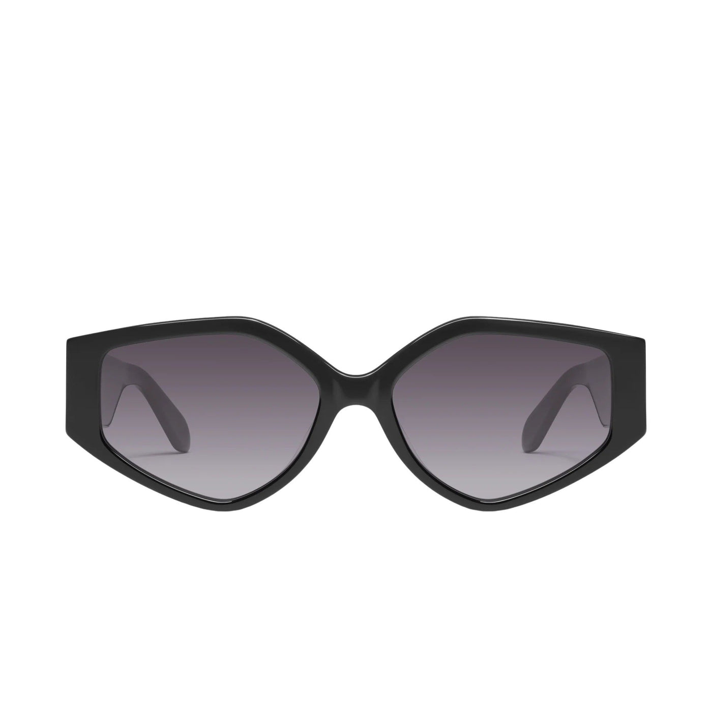 Quay Women's Hot Gossip Geometric Cat Eye Sunglasses (Black Frame/Smoke Lens) - front
