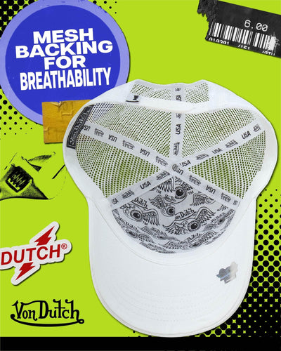 Von Dutch Unisex Trucker Hat - Curved Bill Mesh Back Retro Classic Adjustable Snapback Baseball Cap for Men and Women