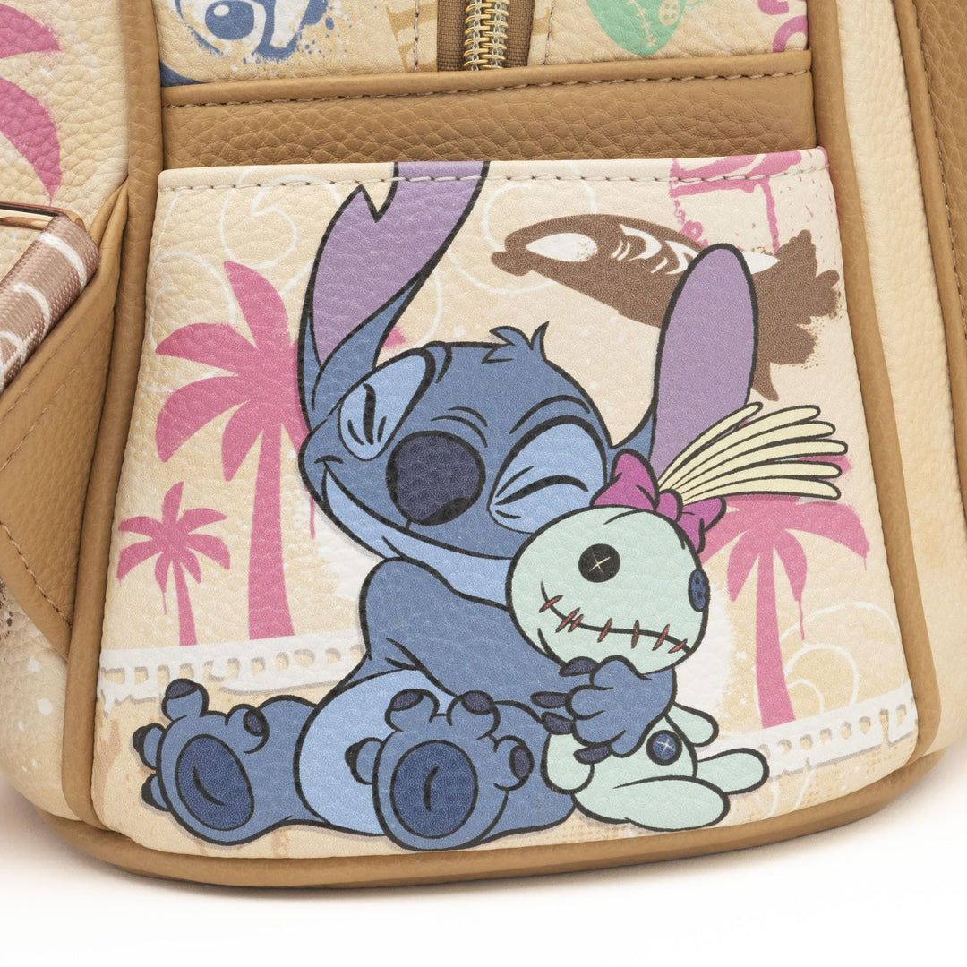 WondaPop Disney Aloha Stitch 11" Vegan Leather Mini Backpack - Side 2
