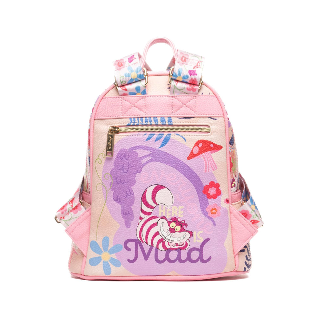 Wondapop Disney Alice In Wonderland Cheshire Cat Everyone Here is Mad 11" Vegan Leather Fashion Mini Backpack