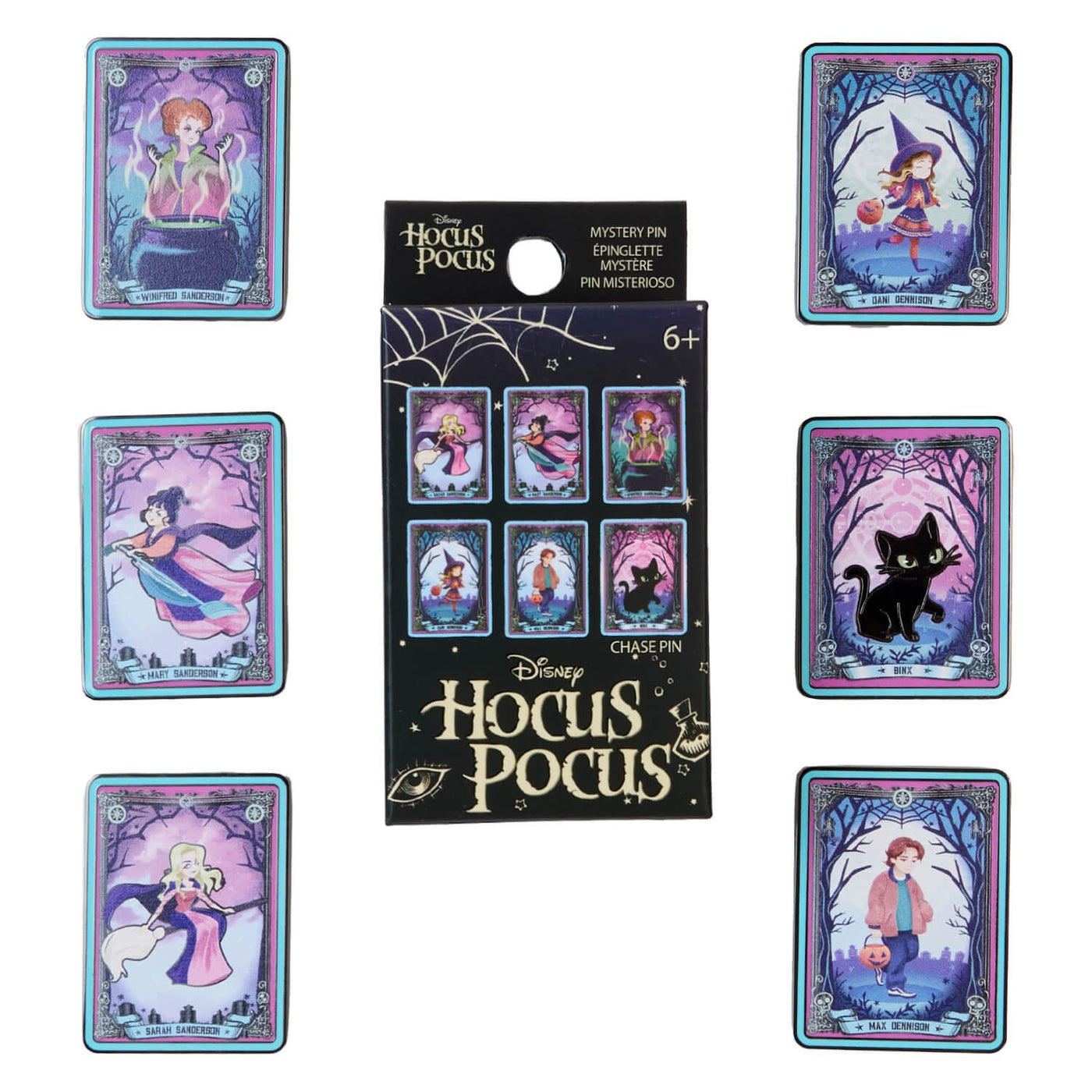 Loungefly Disney Hocus Pocus Tarot Mystery Box Pins - front set