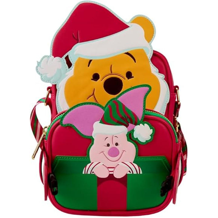 Loungefly Disney Winnie The Pooh Santa Winnie &amp; Piglet Crossbuddies Cosplay Crossbody Bag With Coin Bag