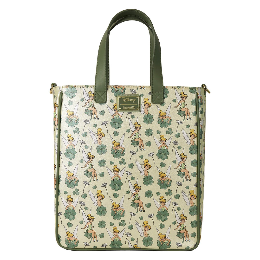 Loungefly Disney Peter Pan Tinker Bell Clover All-Over Print Tote Bag With Coin Bag