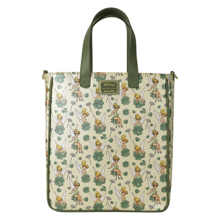 Loungefly Disney Peter Pan Tinker Bell Clover All-Over Print Tote Bag With Coin Bag