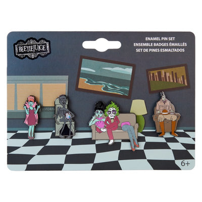 Warner Brothers Beetlejuice Waiting Room 4-Piece Pin Set - Front Full