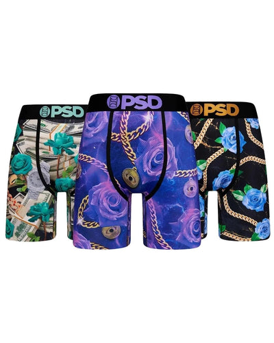 PSD Underwear Men's Rich Roses Boxer Briefs 3-Pack