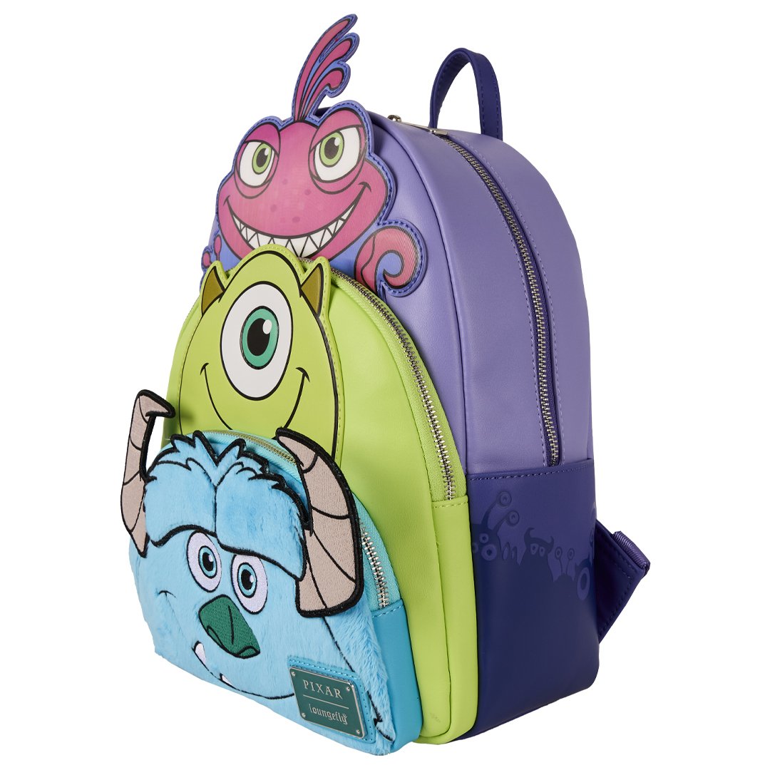7835 monsters inc Loungefly Pixar Monsters Inc. Sulley, Mike, & Randall Triple Pocket Mi – 707 Street