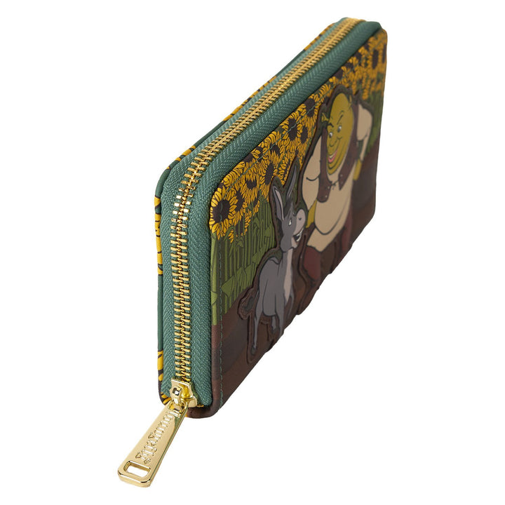 Loungefly Dreamworks Shrek &amp; Donkey Sunflower Field Zip Around Wallet