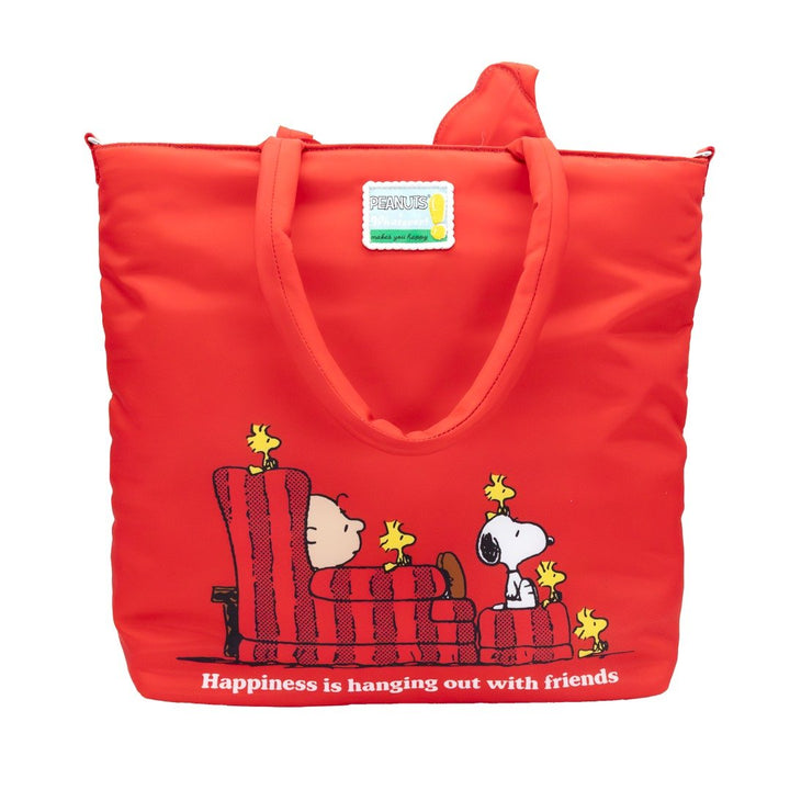 Whatever Makes You Happy Peanuts 75th Anniversary Snoopy House Padded Nylon Tote Bag