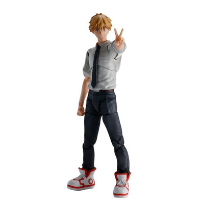 Tamashii Nations Chainsaw Man Denji S.H.Figuarts Action Figure - front holding up peace sign