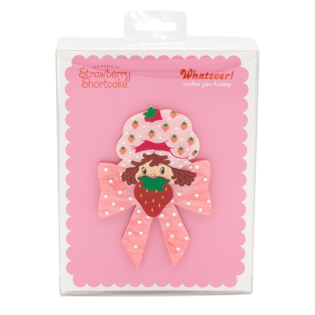 Whatever Makes You Happy Strawberry Shortcake Berry Bow Acrylic Brooch