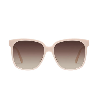 Quay Women's Wide Awake Oversized Square Sunglasses (Champagne Frame/Brown Lens) - front