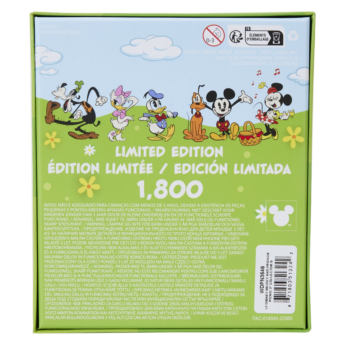 Loungefly Disney Mickey and Friends Picnic 3" Collector Box Pin - Back Packaging