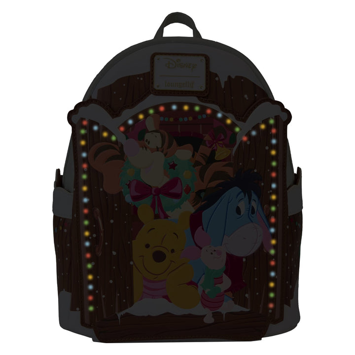 Loungefly Disney Winnie The Pooh &amp; Friends Christmas Greetings Light Up Mini Backpack