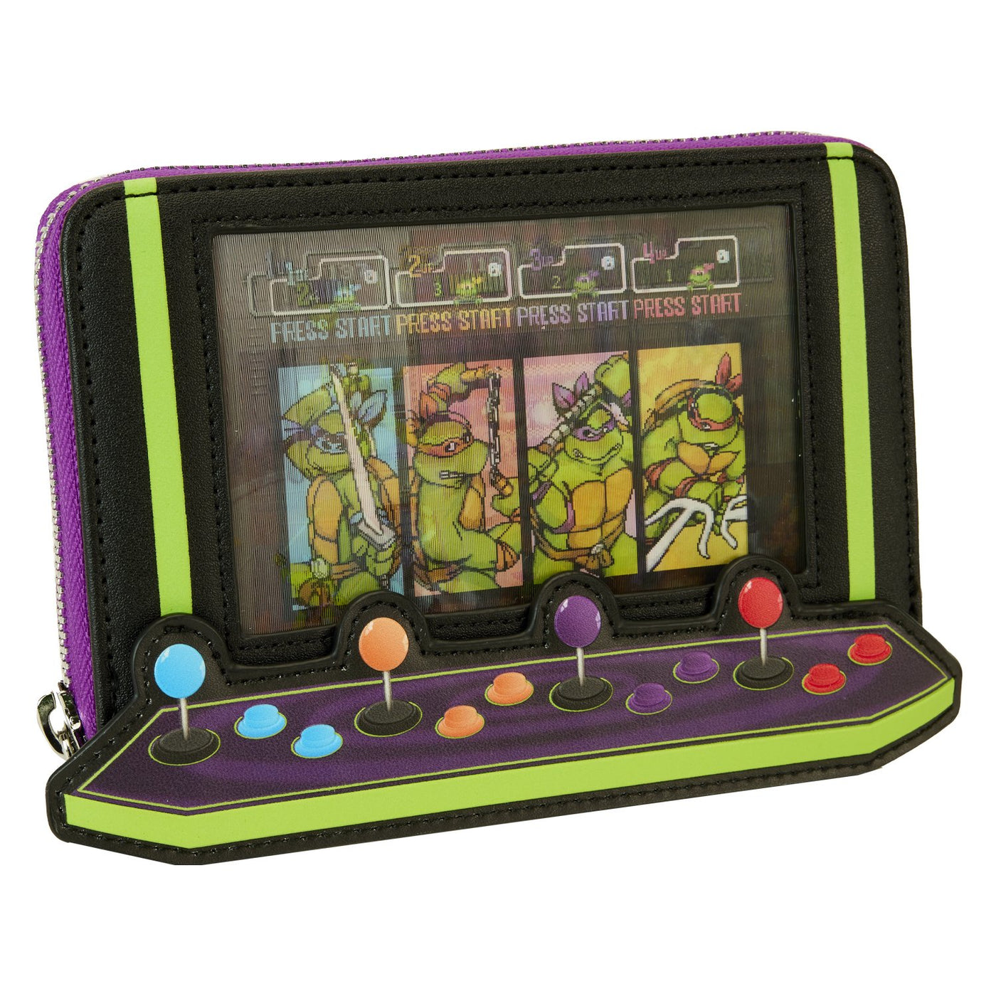 Loungefly Nickelodeon TMNT 40th Anniversary Vintage Arcade Zip-Around Wallet - Lenticular Feature Alternate Screen 02