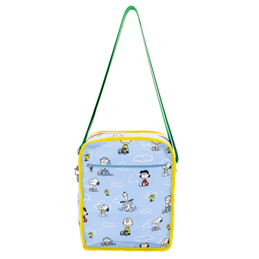 Whatever Makes You Happy Peanuts 75th Anniversary Color Block Denim &amp; Canvas Convertible Bag