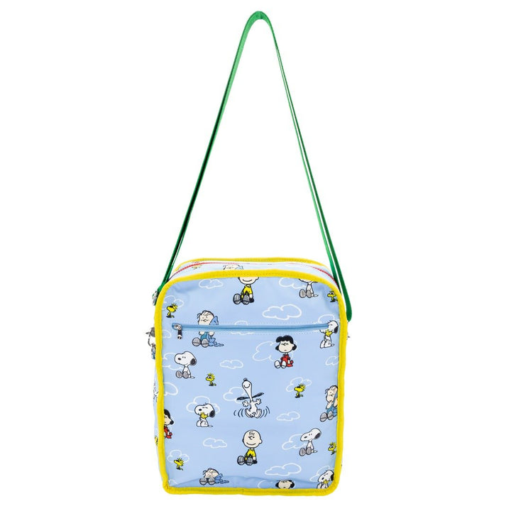 Whatever Makes You Happy Peanuts 75th Anniversary Color Block Denim &amp; Canvas Convertible Bag