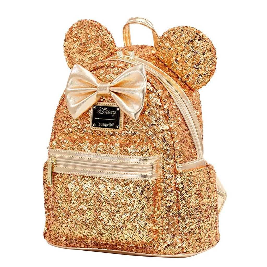 Loungefly Disney Minnie Mouse Yellow Gold Sequin Mini Backpack