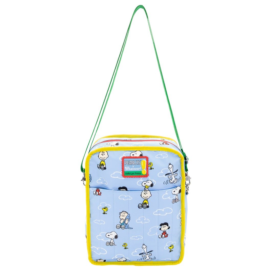 Whatever Makes You Happy Peanuts 75th Anniversary Color Block Denim &amp; Canvas Convertible Bag