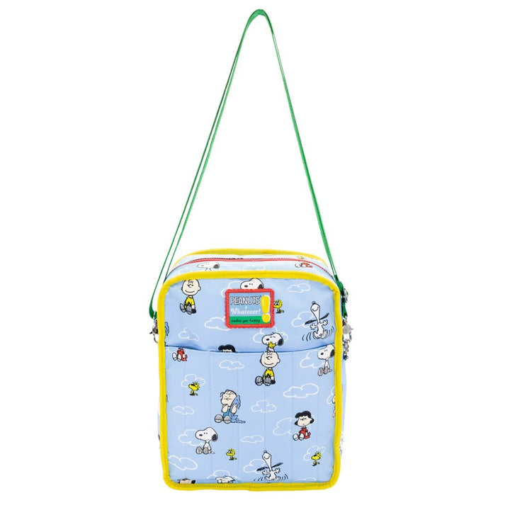 Whatever Makes You Happy Peanuts 75th Anniversary Color Block Denim &amp; Canvas Convertible Bag