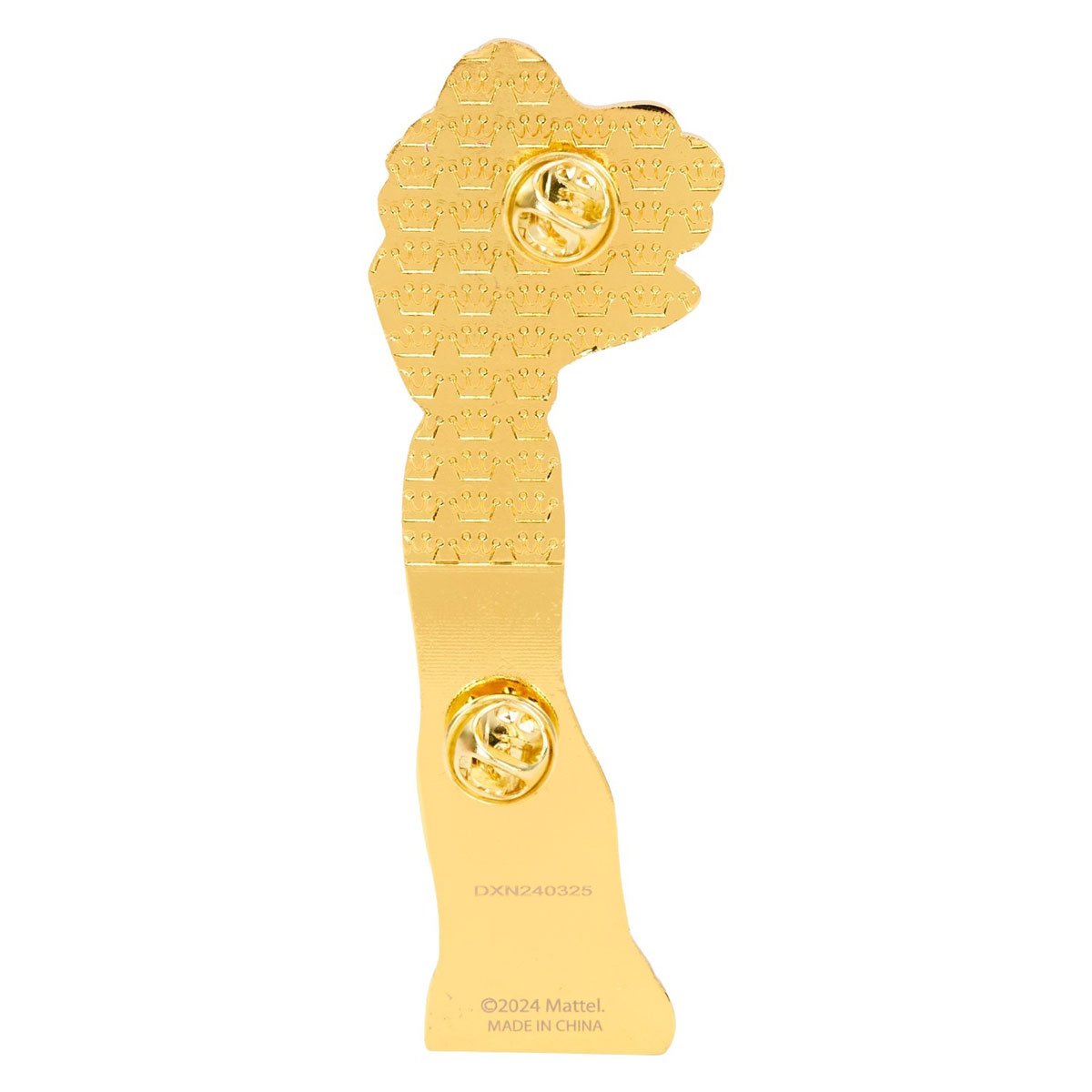 Back view of one of the magnetic pins from the Loungefly Mattel Barbie 65th Anniversary Paper Doll Magnetic Pin Set, showing the gold-tone finish and pin clasps.