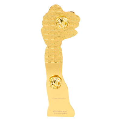 Back view of one of the magnetic pins from the Loungefly Mattel Barbie 65th Anniversary Paper Doll Magnetic Pin Set, showing the gold-tone finish and pin clasps.