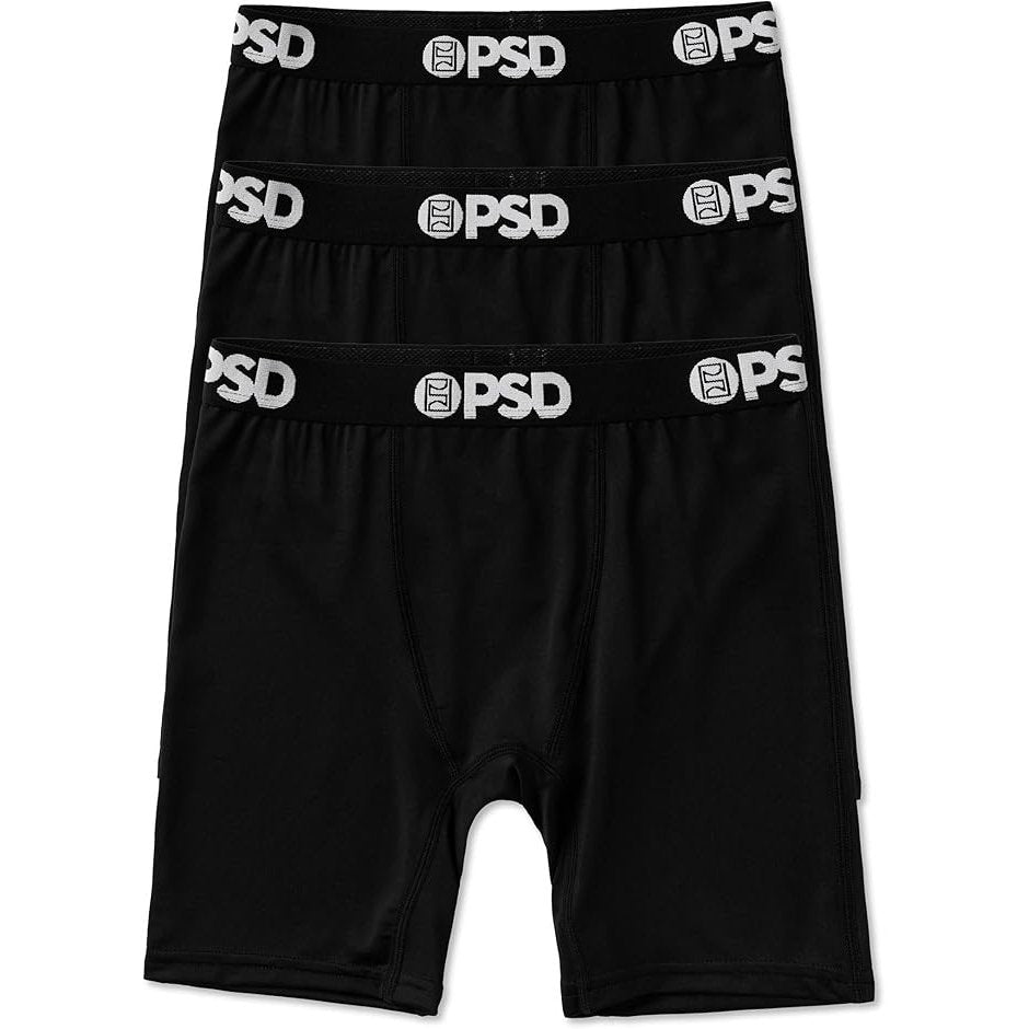 PSD Boy's Black Solid Boxer Briefs 3-Pack