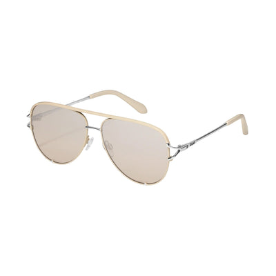 Quay Women's High Key Twist Aviator Sunglasses - Silver Frame/Silver Champagne Flash Lens - Full