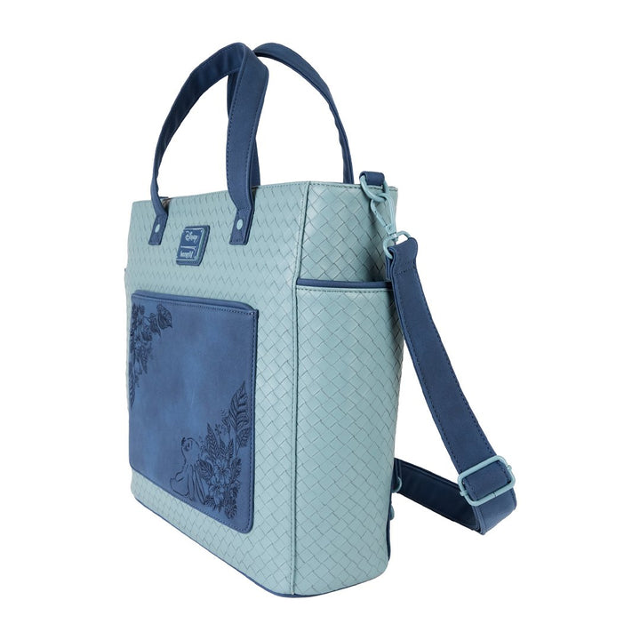 Loungefly Disney Stitch Embroidered Woven Convertible Backpack &amp; Tote Crossbody Bag